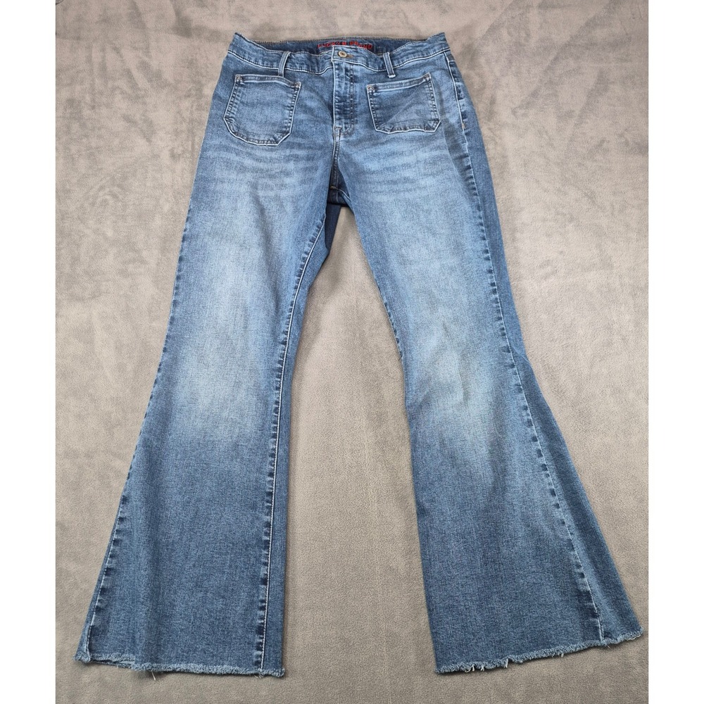 Lucky Brand Flare Jeans High Rise Patch Pocket Size 32 Blue Excellent